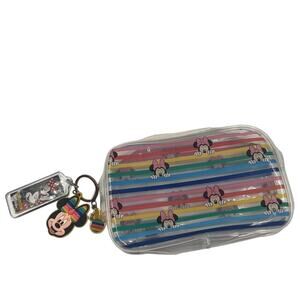 Clear Rainbow Minnie Mouse Disney Cosmetic Zippered Bag Keychains LGBTQ Pride
